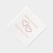 Namen van het paar Hart 35e bruiloft Jubileum Folie Servetten (Rechts)