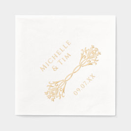 Namen van het paar Unieke Moderne Elegante Trouwgo Folie Servetten
