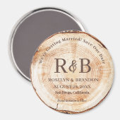 Namen van het Rustic Wedding Monogram van hout spa Magneet (Voorkant / Achterkant)