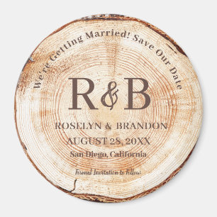 Namen van het Rustic Wedding Monogram van hout spa Magneet