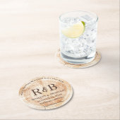 Namen van het Rustic Wedding Monogram van hout spa Ronde Kartonnen Onderzetter (Insitu)