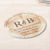 Namen van het Rustic Wedding Monogram van hout spa Ronde Kartonnen Onderzetter (Gebogen)