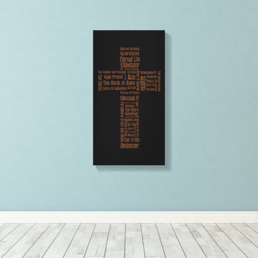 Namen van Jesus Cross Canvas Afdruk (Insitu (Houten vloer))