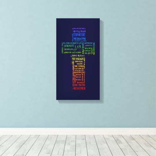 Namen van Jesus Cross (Regenboog) Canvas Afdruk (Insitu (Houten vloer))