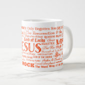 Namen van JESUS JUMBO Coffee Mok - Oranje tekst (Voorkant rechts)