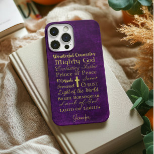 Namen van Jesus Paarse telefoonhoesje iPhone 15 Case