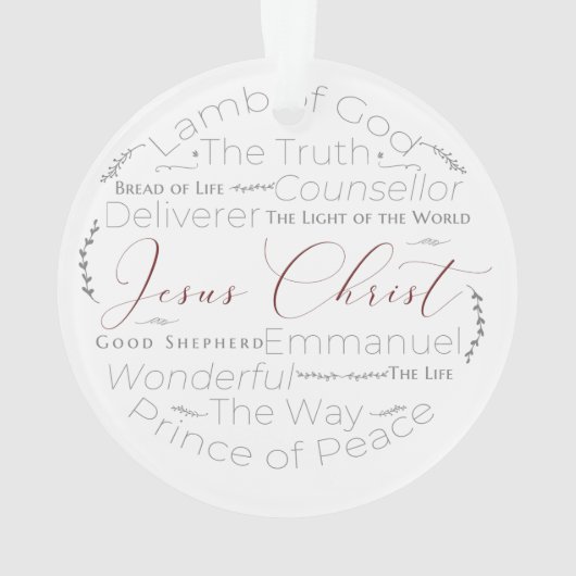 Namen van Jesus Script Typography Ornament (achterkant)