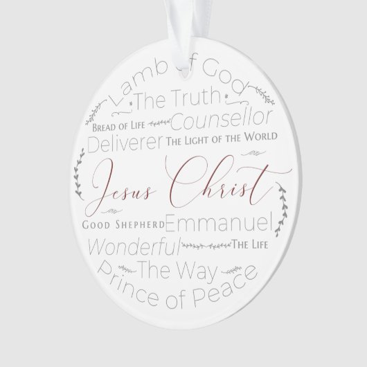 Namen van Jesus Script Typography Ornament (voorkant)