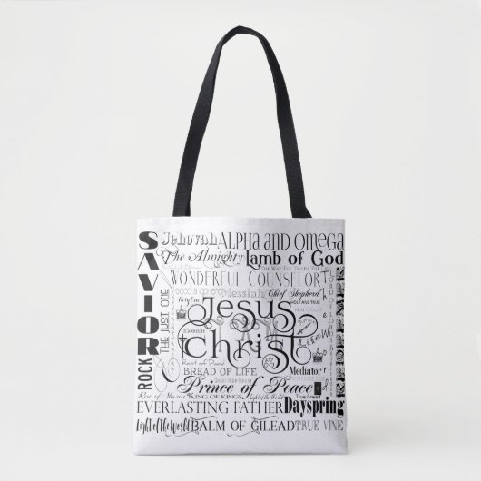 Namen van Jesus Typography Canvas tas (Voorkant)