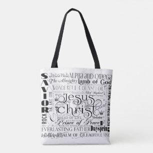 Namen van Jesus Typography Canvas tas