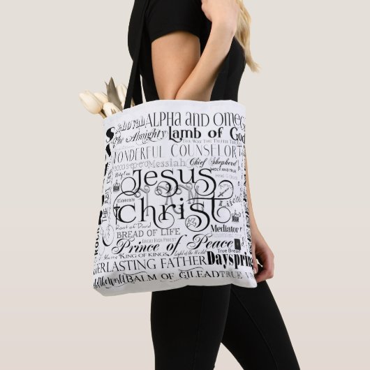 Namen van Jesus Typography Canvas tas (Dichtbij)