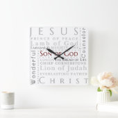 Namen van Jesus Typography Clock Vierkante Klok (Huis)