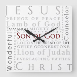 Namen van Jesus Typography Clock Vierkante Klok