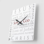 Namen van Jesus Typography Clock Vierkante Klok (Hoek)