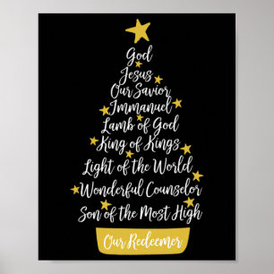 Namen van Jezus Christelijk Geloof Kerstboom Chri Poster