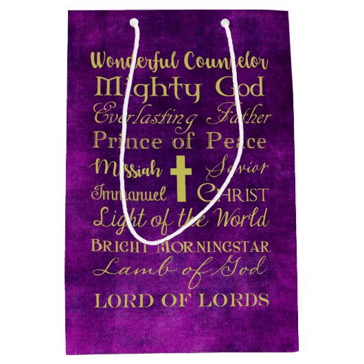 Namen van Jezus Paarse Gift Bag Medium Cadeauzakje (Voorkant)