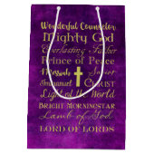 Namen van Jezus Paarse Gift Bag Medium Cadeauzakje (Achterkant)
