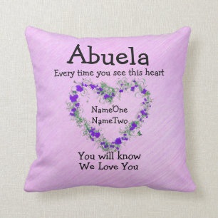 Namen van kinderen Verander Abuela Zie hart hou va Kussen