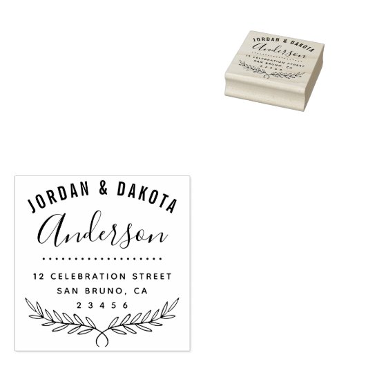 Namen van koppel Aangepaste Curved Text Retouradre Rubberstempel (Gestempeld)