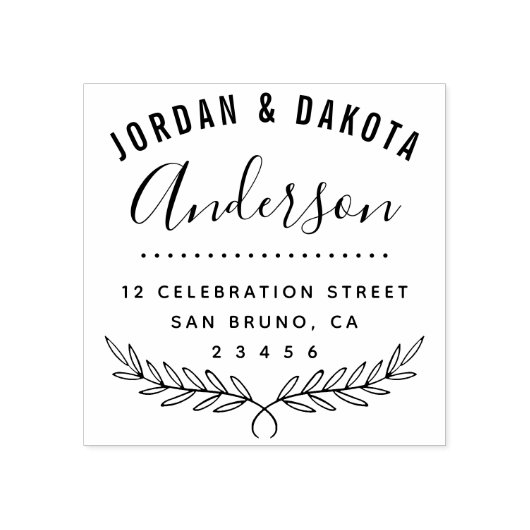 Namen van koppel Aangepaste Curved Text Retouradre Rubberstempel (Afrduk)