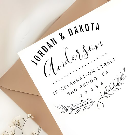 Namen van koppel Aangepaste Curved Text Retouradre Rubberstempel