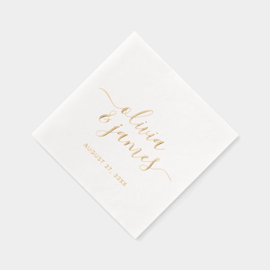 Namen van koppels Calligrafie Schrift Huwelijk Folie Servetten (Rechts)