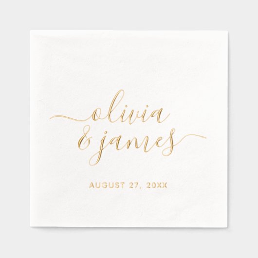 Namen van koppels Calligrafie Schrift Huwelijk Folie Servetten (Voorkant)