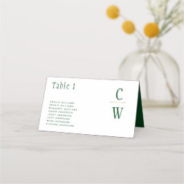 Namen van marald Green Gold Wedding Table Number Plaatskaartje