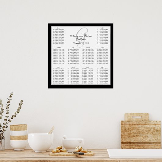 Namen van monogram sjabloon Wedding Seating Chart Poster (Keuken)