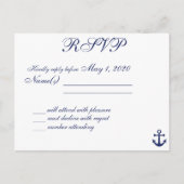 Namen van Navy Blue Nautical Wedding RSVP Briefkaa Uitnodiging Briefkaart (Voorkant)