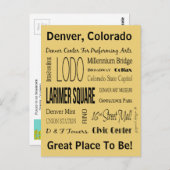 Namen van plaatsen in het centrum van Denver, CO Briefkaart (Voorkant / Achterkant)