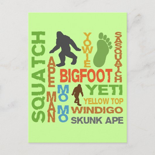 Namen voor Bigfoot Briefkaart (Voorkant)
