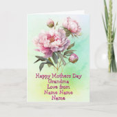 Namen wijzigen Happy Mothers Day Oma Peony Kaart (Voorkant)