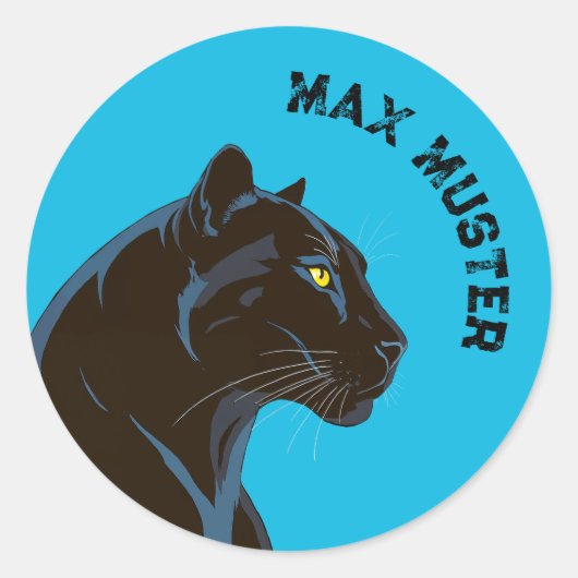 Namensaufkleber blau - Schwarzer Panther   Ronde Sticker (Voorkant)