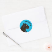 Namensaufkleber blau - Schwarzer Panther   Ronde Sticker (Envelop)