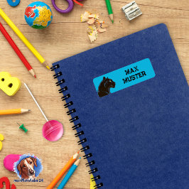 Namensaufkleber eckig - blau - Schwarzer Panther Etiket