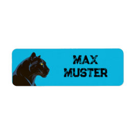Namensaufkleber eckig - blau - Schwarzer Panther Etiket