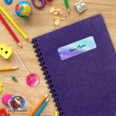 Namensaufkleber - eckig Farbverlauf - lila türkis Etiket