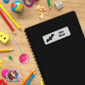 Namensaufkleber eckig - Fledermaus grau schwarz Etiket