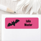 Namensaufkleber eckig - Fledermaus pink schwarz Etiket (Insitu)