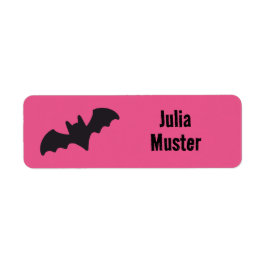 Namensaufkleber eckig - Fledermaus pink schwarz Etiket