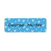 Namensaufkleber eckig - Herzchen blau Etiket (Voorkant)