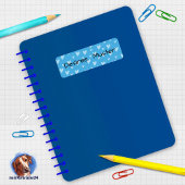 Namensaufkleber eckig - Herzchen blau Etiket