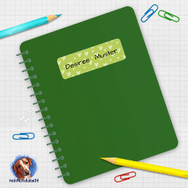 Namensaufkleber eckig - Herzchen grün Etiket