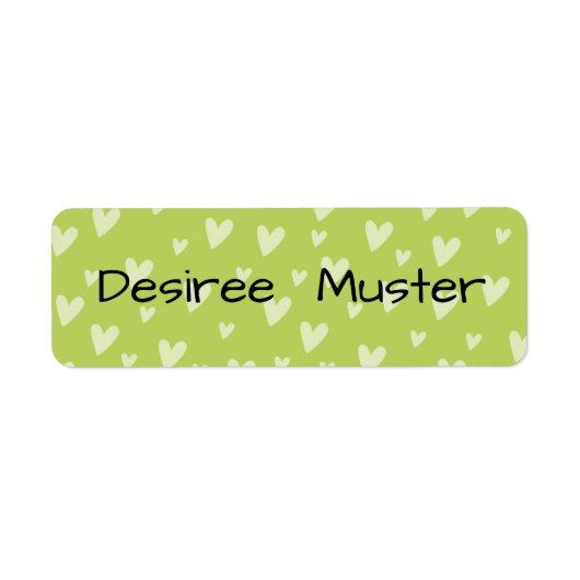 Namensaufkleber eckig - Herzchen grün Etiket (Voorkant)