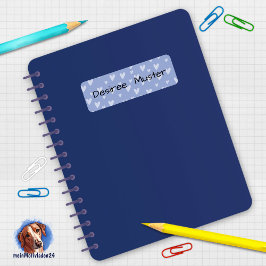 Namensaufkleber eckig - Herzchen lila blau Etiket