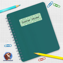 Namensaufkleber eckig - Herzchen mint grün Etiket