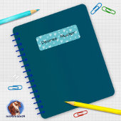 Namensaufkleber eckig - Herzchen türkis blau Etiket