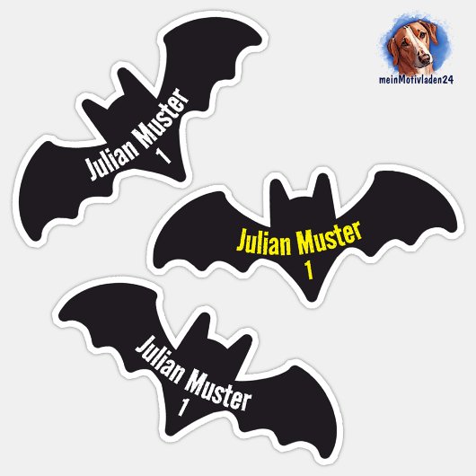 Namensaufkleber Fledermaus | 9 Kontur - Sticker