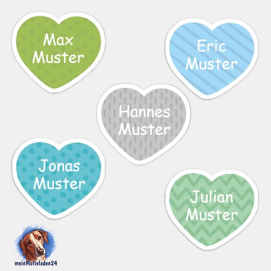 Namensaufkleber Kleine Herzen 1 | Form - Aufkleber Sticker